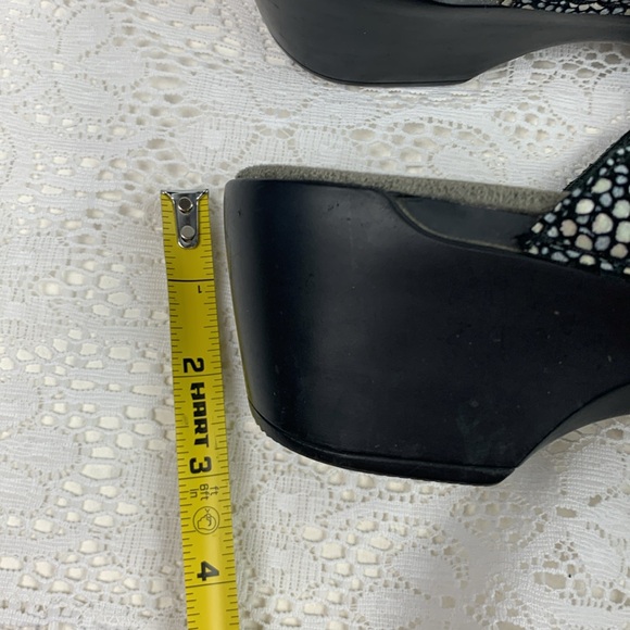 Dansko Leather wedge Sandals Adjustable Buckle strap iridescent black gray Sz 40 - Picture 10 of 12